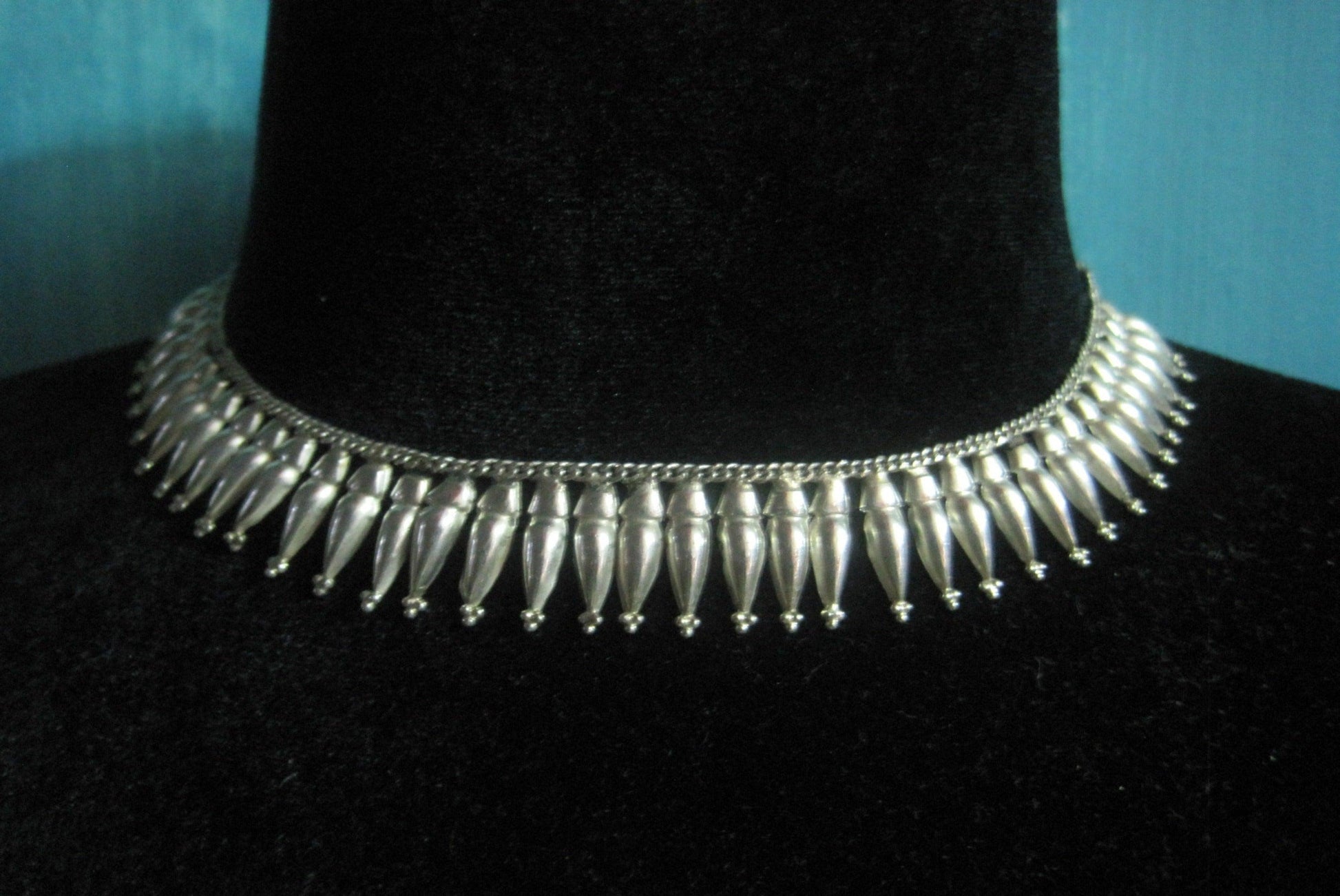 Delicate Ethnic Silver Petite Choker Necklace from India - Anteeka