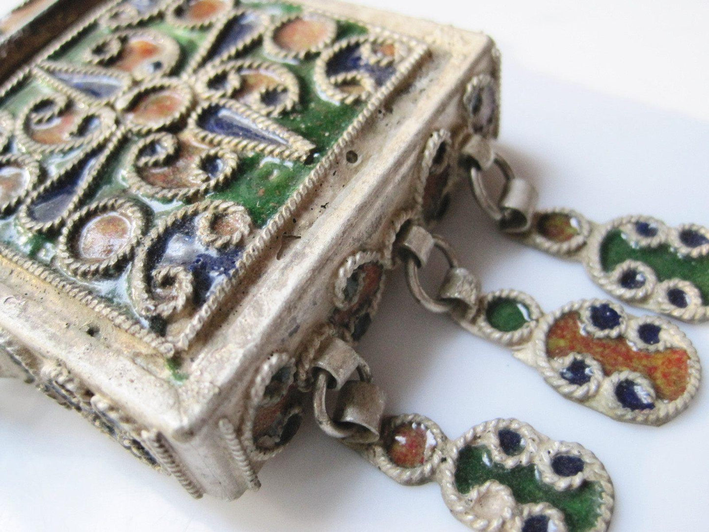 Enamel and Metal Koran Amulet Case Box - Anteeka