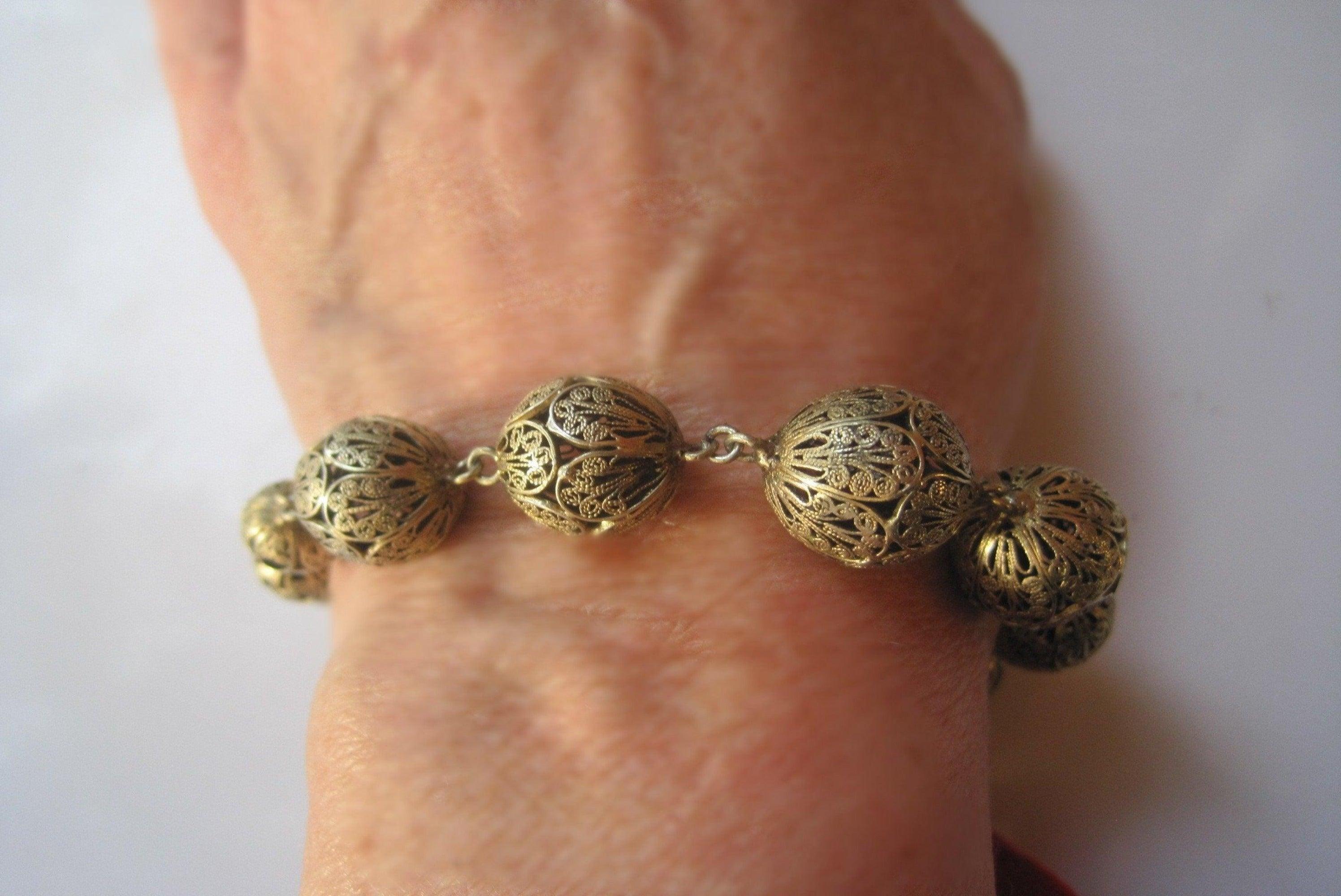 French Imported Silver Filigree Ball Bracelet – Anteeka