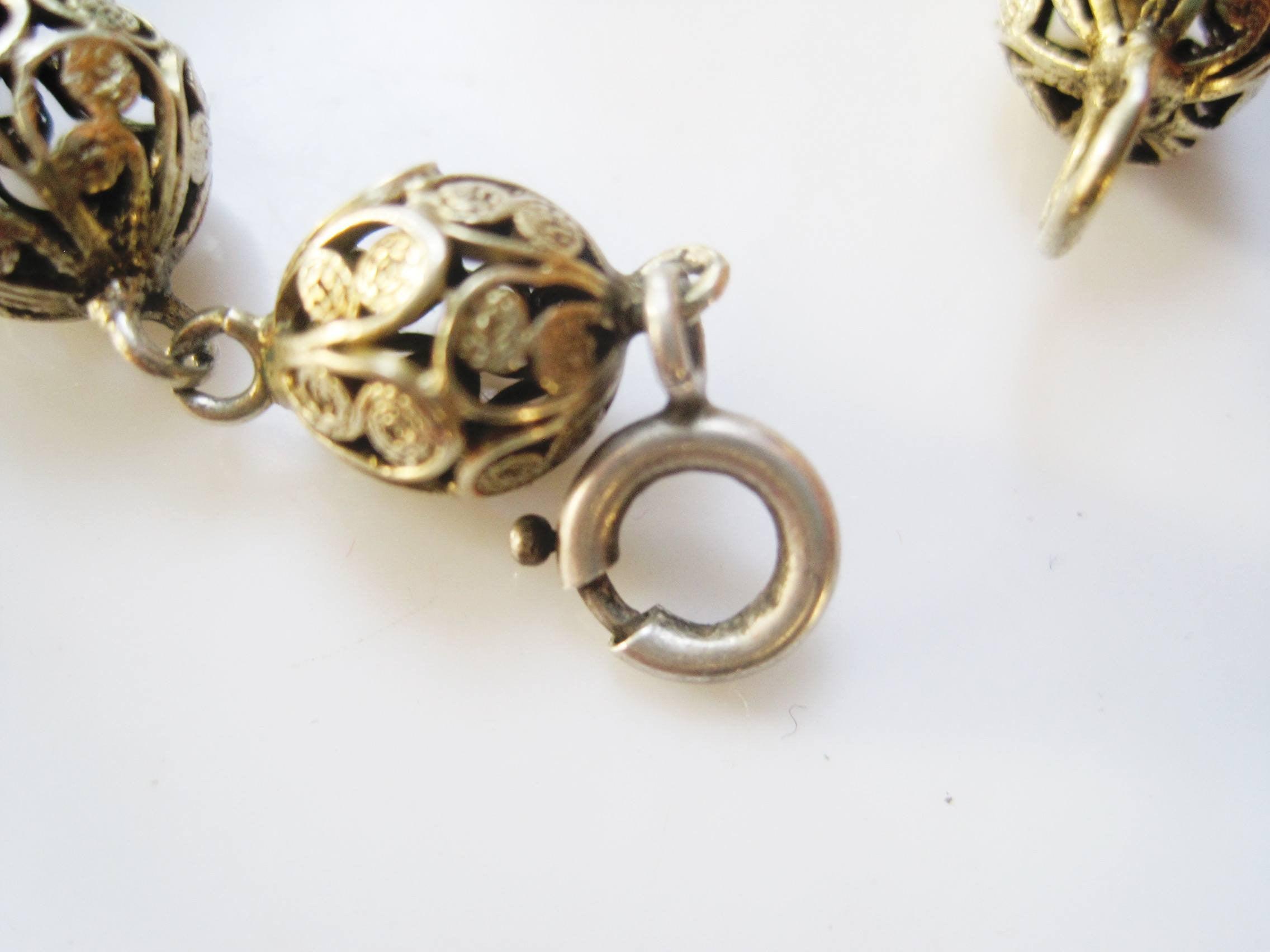 French Imported Silver Filigree Ball Bracelet – Anteeka