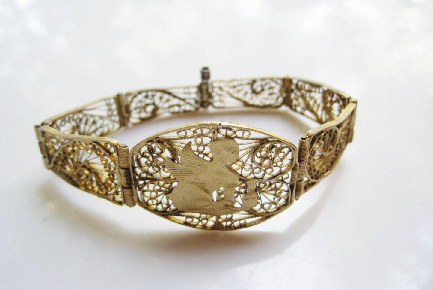 gold plated silver filigree bracelet