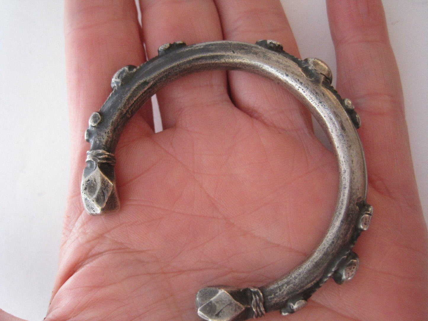 Matching Pair of Small Nubian Silver Currency Bracelets - Anteeka