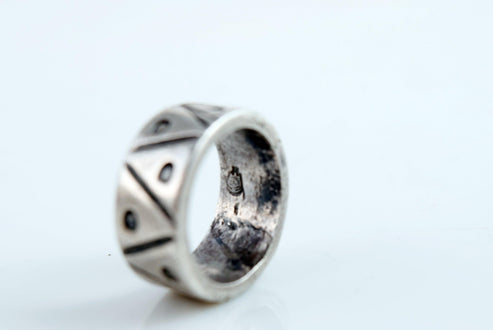 Mid Century Mexican Thick Band Silver Ring Size 5 3/4 – Anteeka