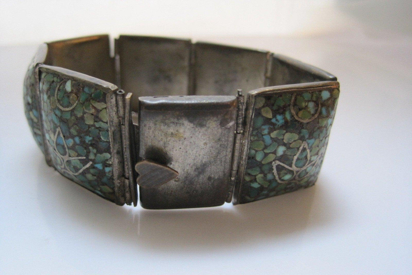 Middle East Crushed Inlay Turquoise Panel Bracelet - Anteeka