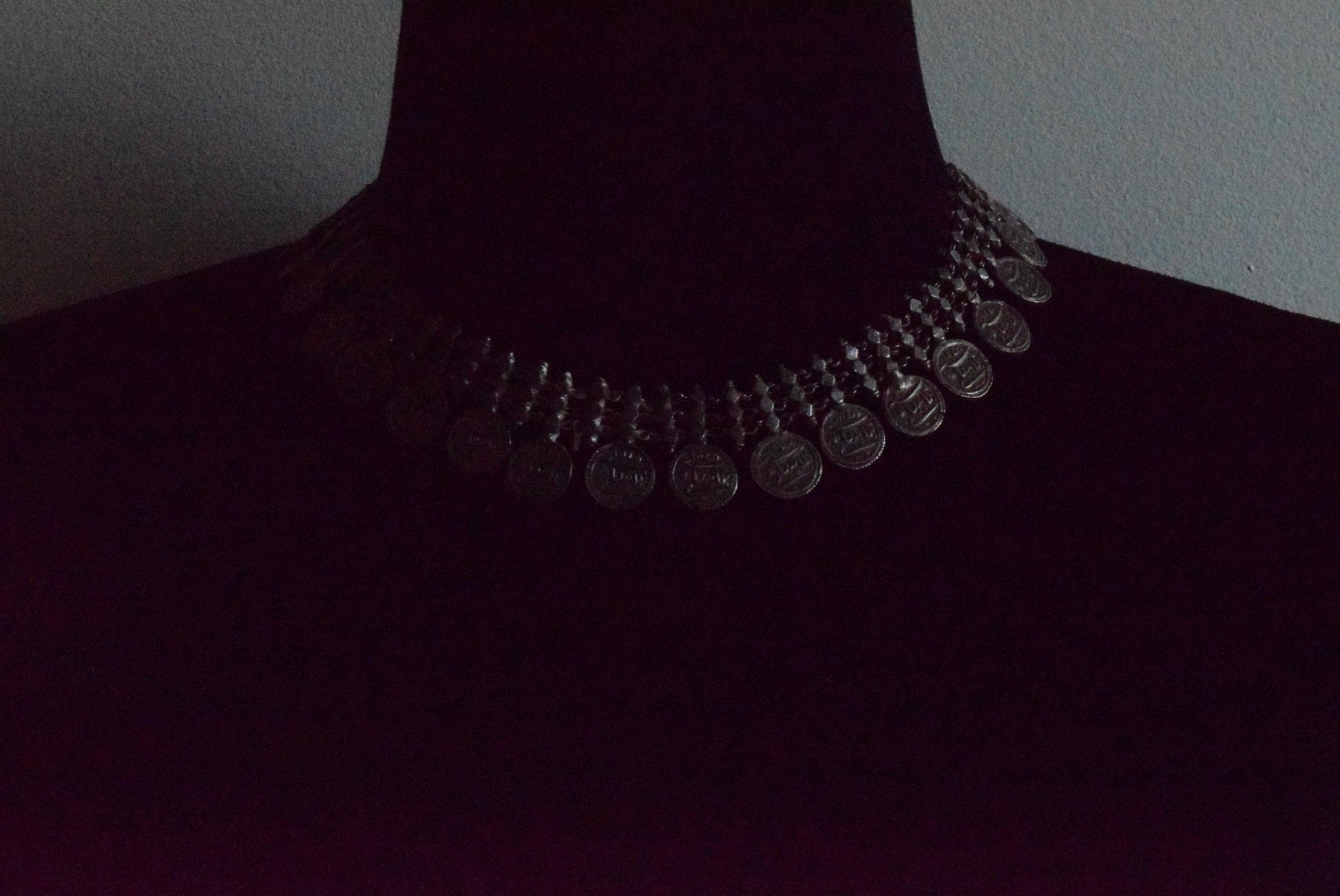 Old Silver Coin Indian Choker Necklace - Anteeka