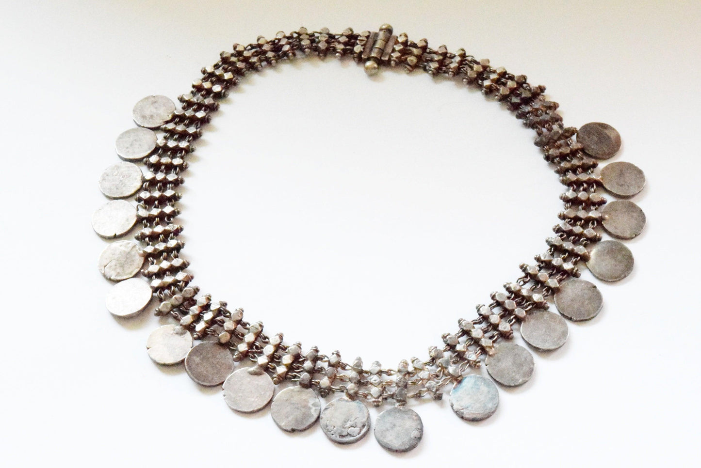 Old Silver Coin Indian Choker Necklace - Anteeka