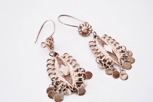 silver filigree drop earrings