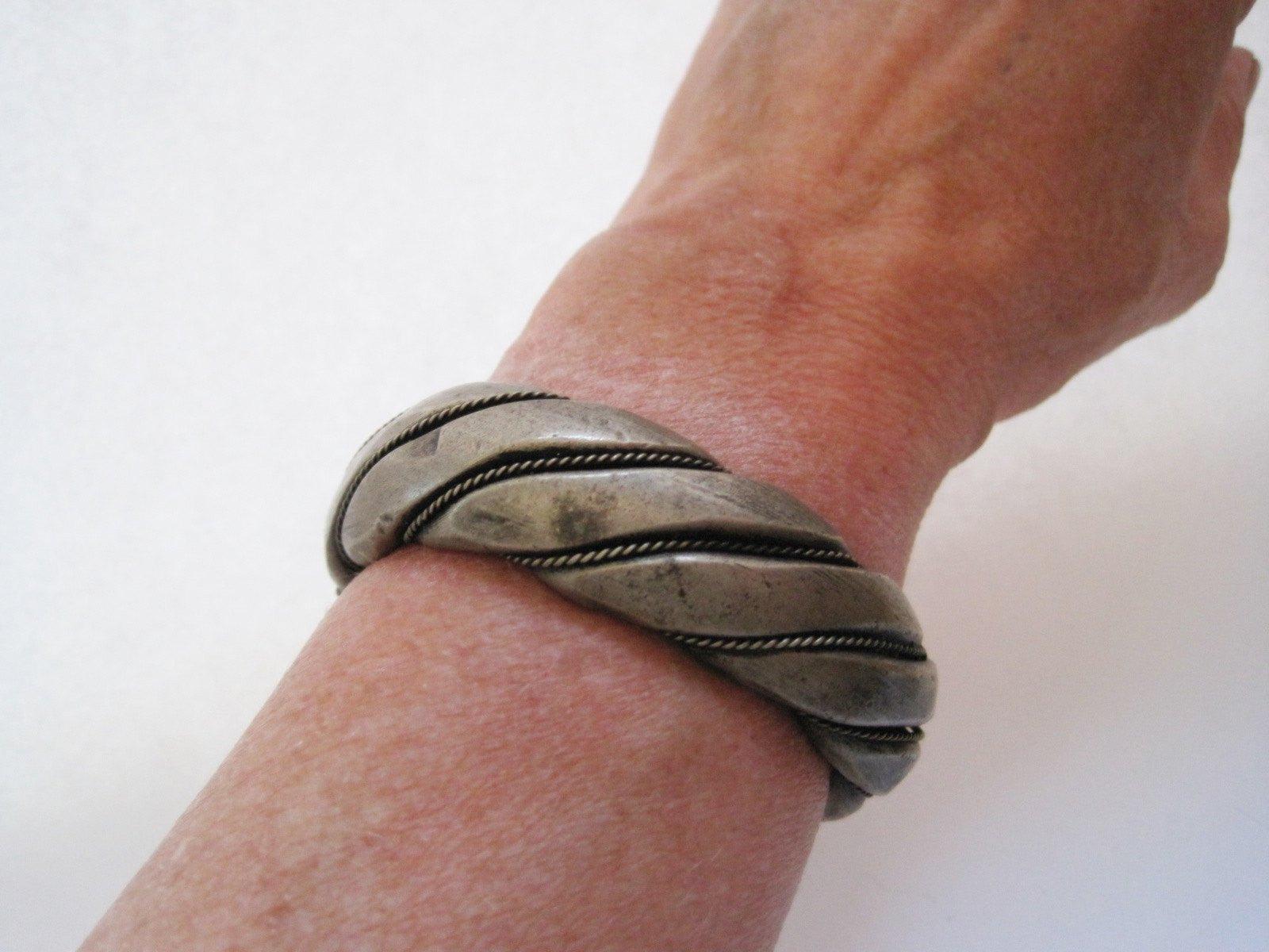 Pair of Antique Bedouin  Twisted Roping Cuff Bracelet for Small Wrist - Anteeka