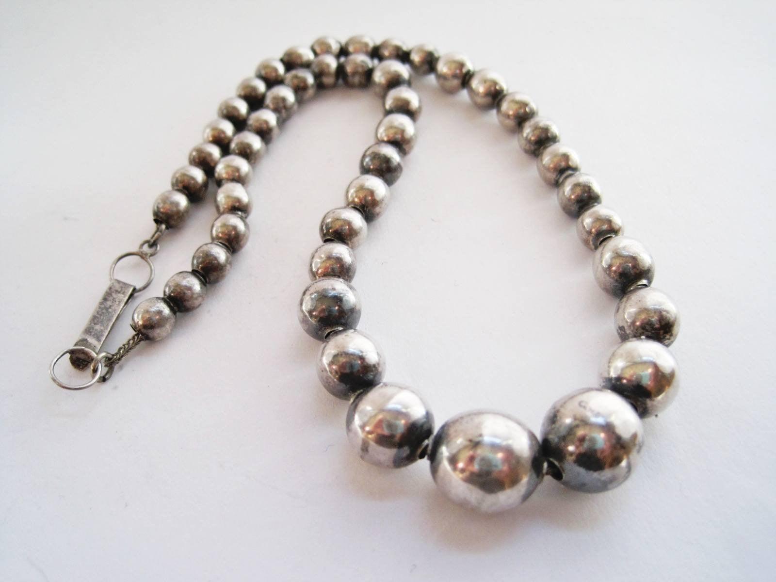 mexican silver ball necklace