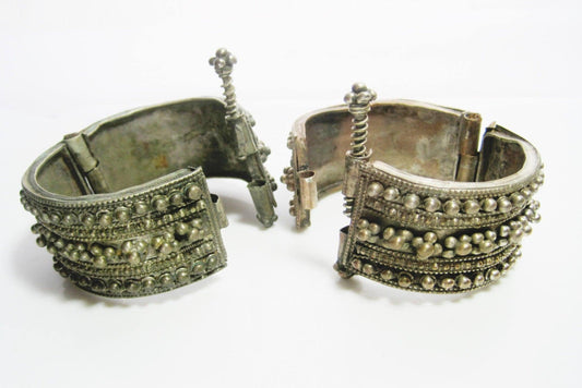 Vintage Matching Pair of Yemeni Bracelets with Lots of Granulation - Anteeka