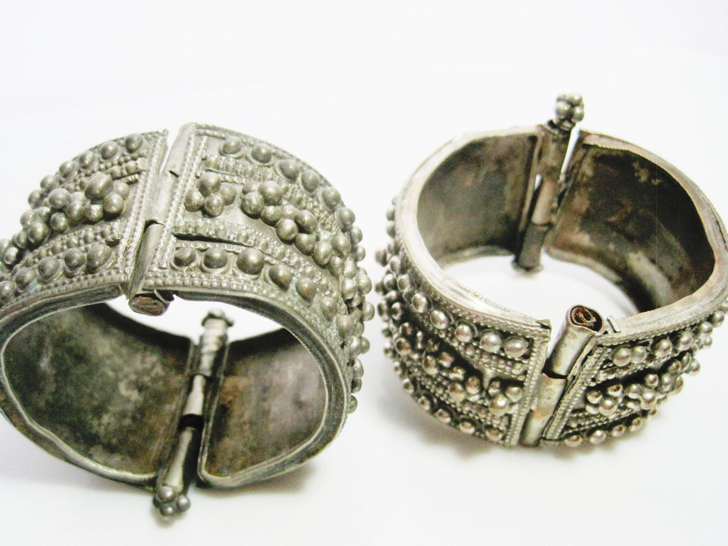 Vintage Matching Pair of Yemeni Bracelets with Lots of Granulation - Anteeka