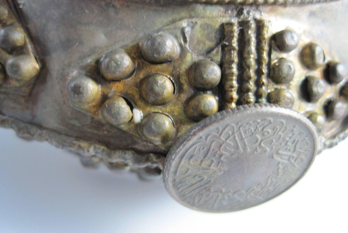 Heavy Bedouin Metal Bracelet With Saudi Coins - Anteeka