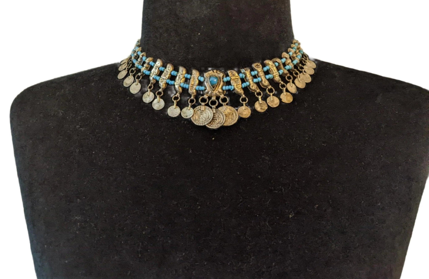 Ottoman Choker Necklace Kirdan with Blue Beads