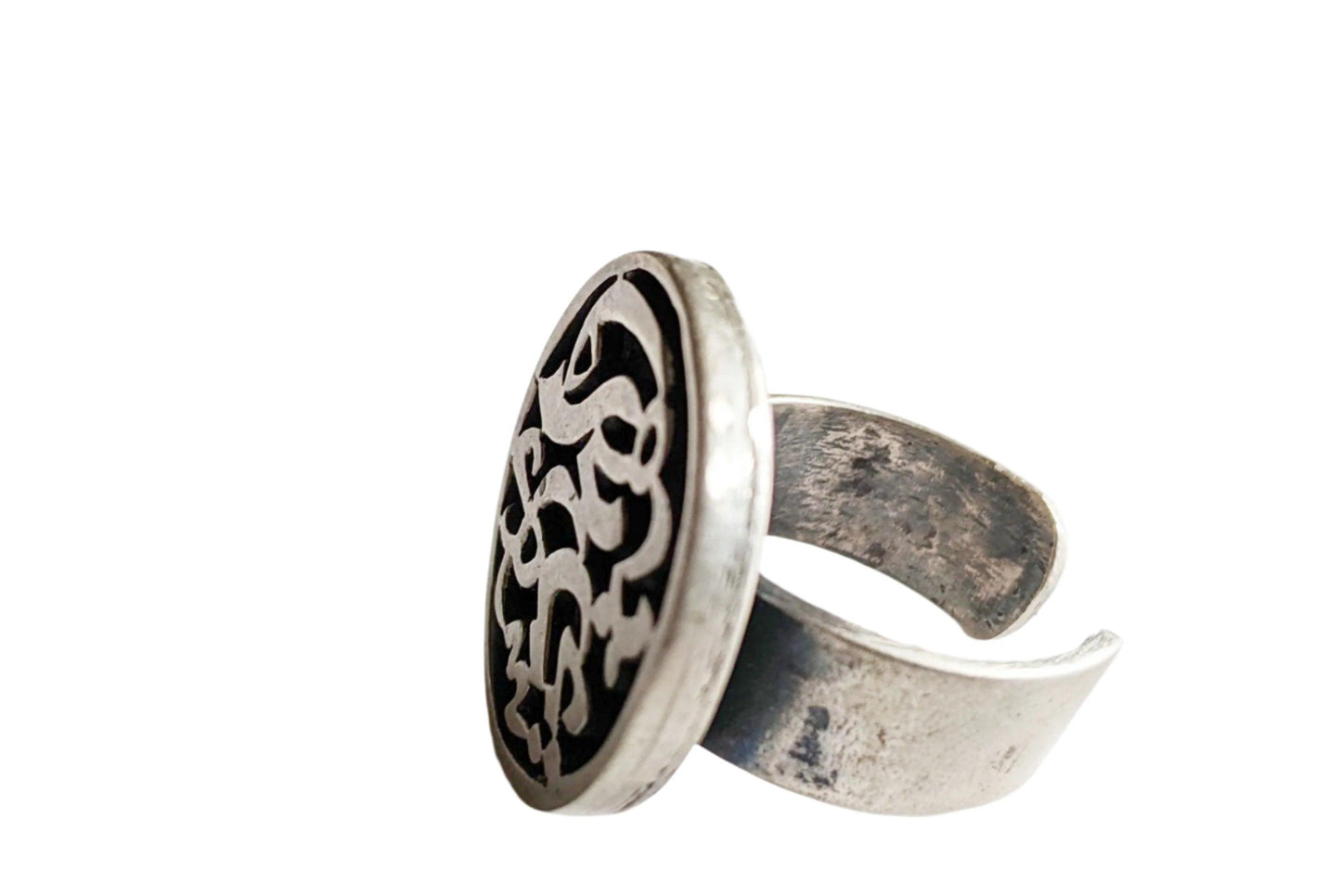 Egyptian Silver Adjustable Ring with Arabic Calligraphy