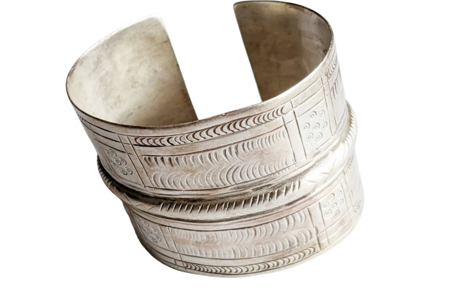 Vintage 800 Silver Amazigh Cuff Bracelet Made in Egypt