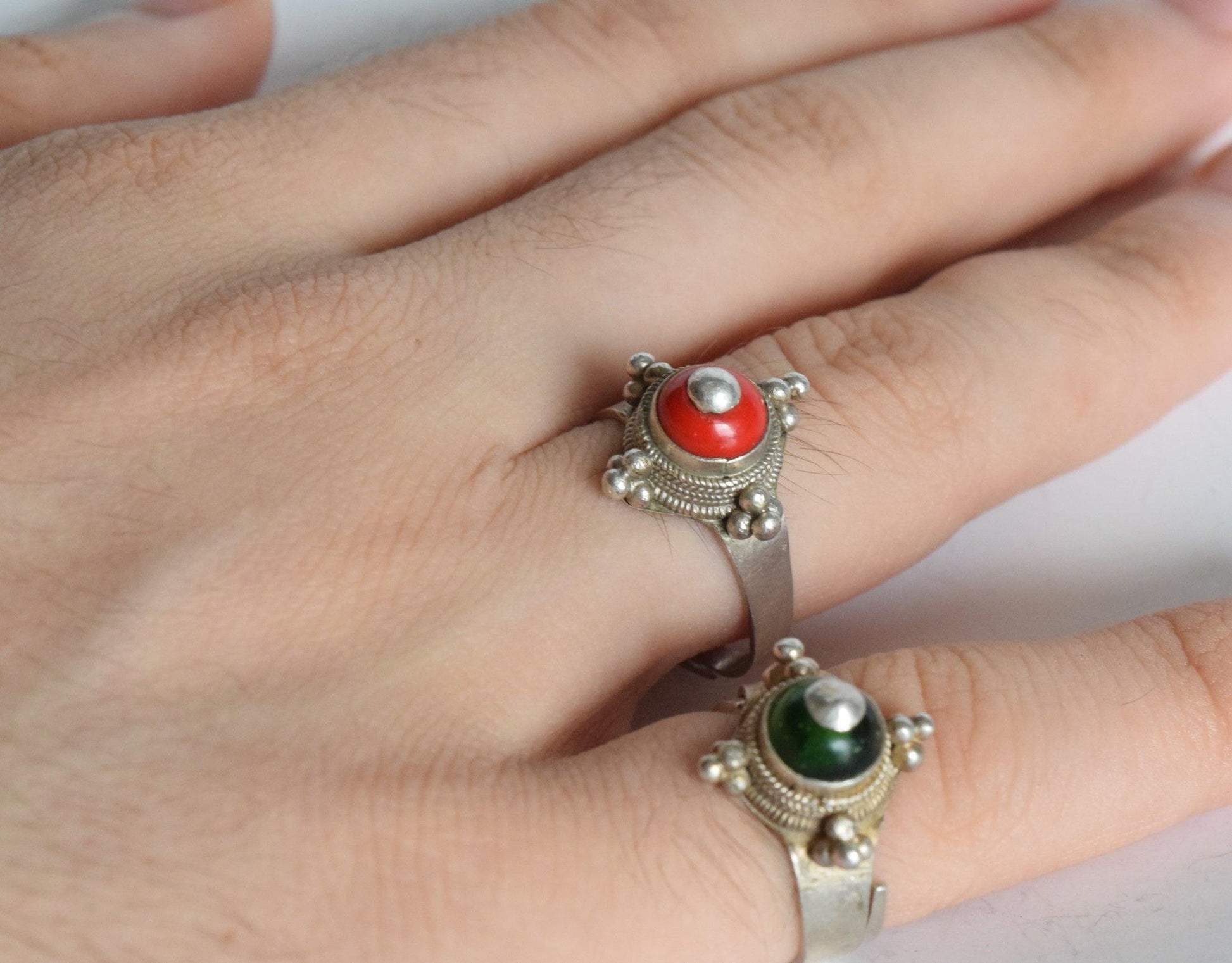 Silver and Glass Saharan Adjustable Ring for Man or Woman - Anteeka