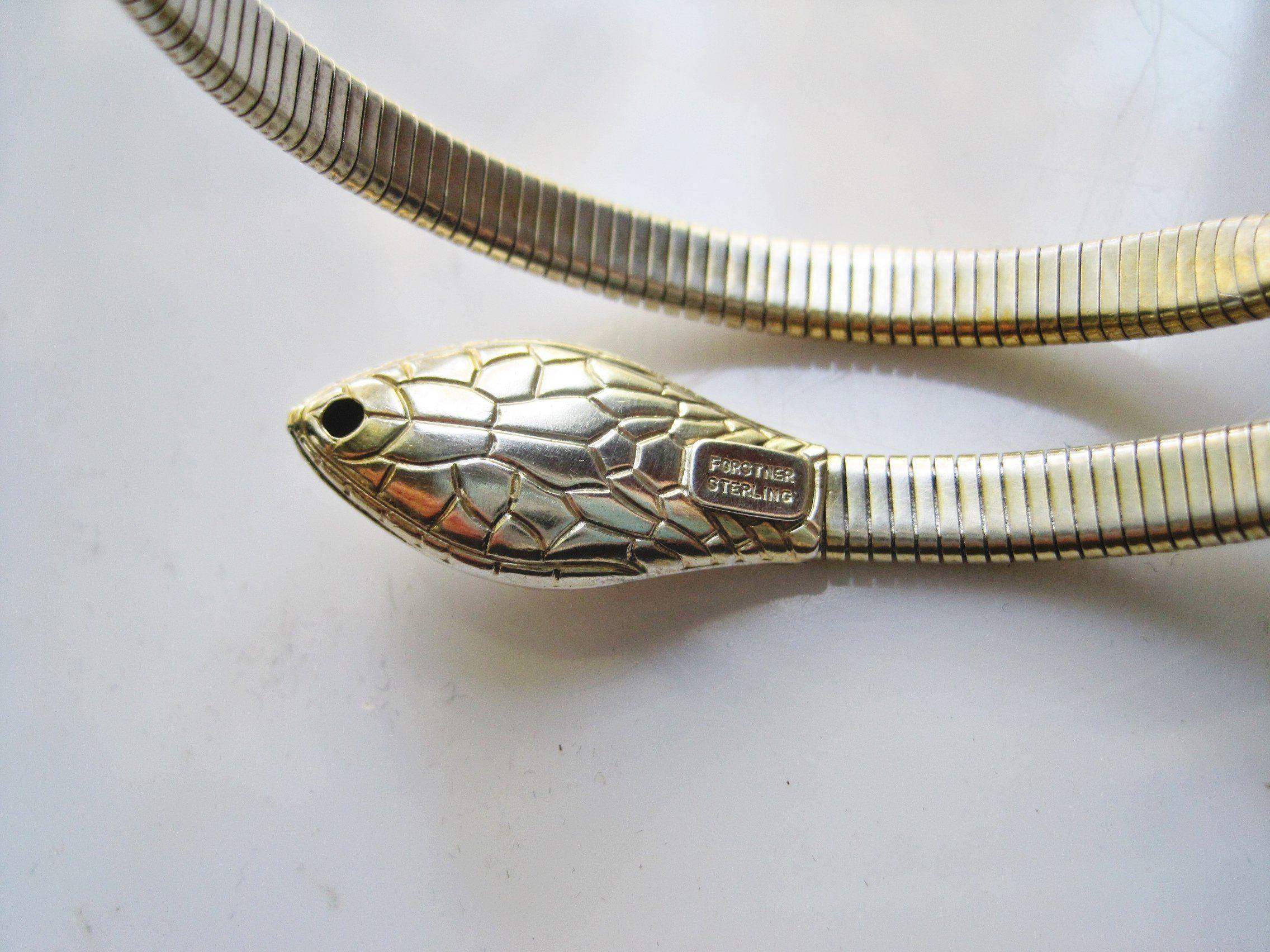 Vintage Forstner Sterling Silver Dual Snake Chain popular Pendant Necklace Floral Leaves