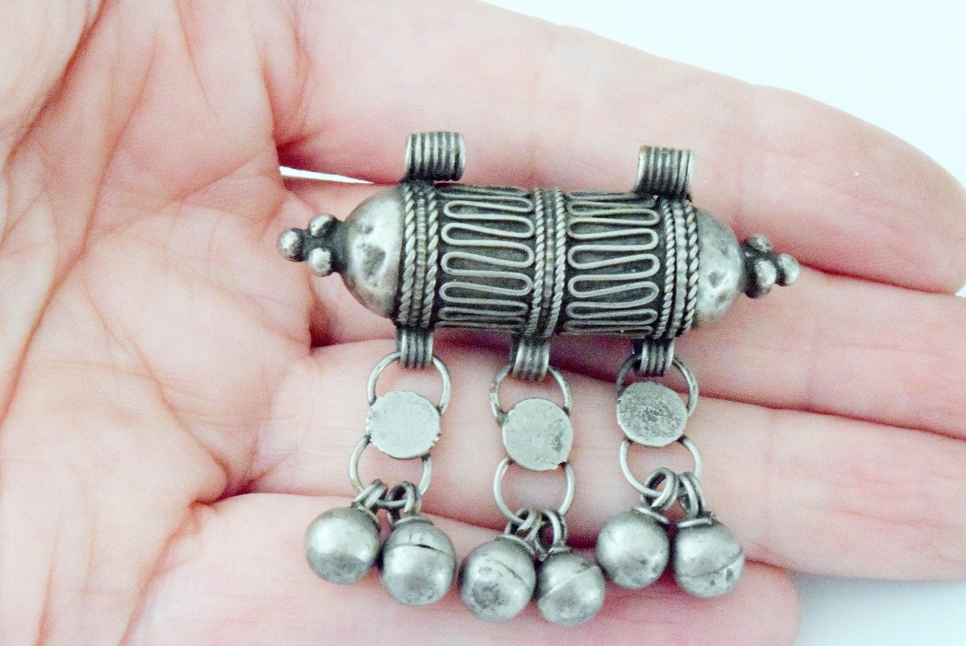 Small Silver Bedouin Cylinder Pendant - Anteeka