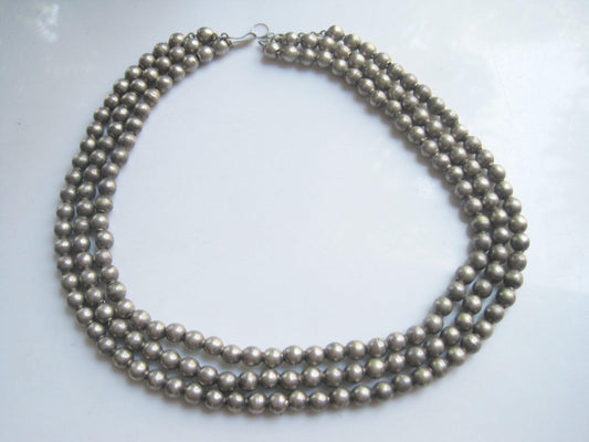 three strand silver choker