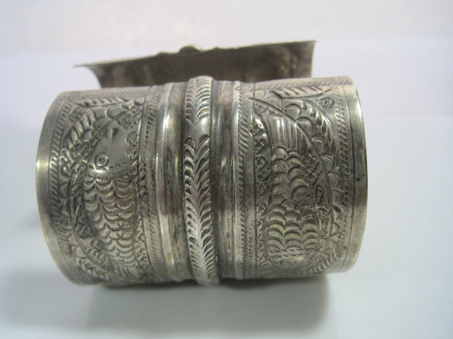 Vintage 800 Silver Siwa Berber Wide Cuff Bracelet - Anteeka