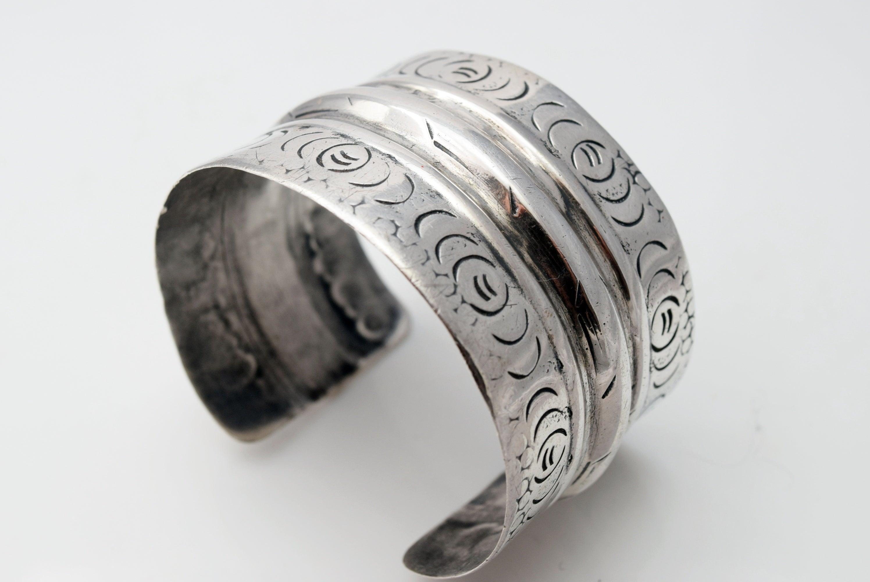 Vintage 800 Silver Siwa Berber Wide Cuff Bracelet by Makkawi – Anteeka