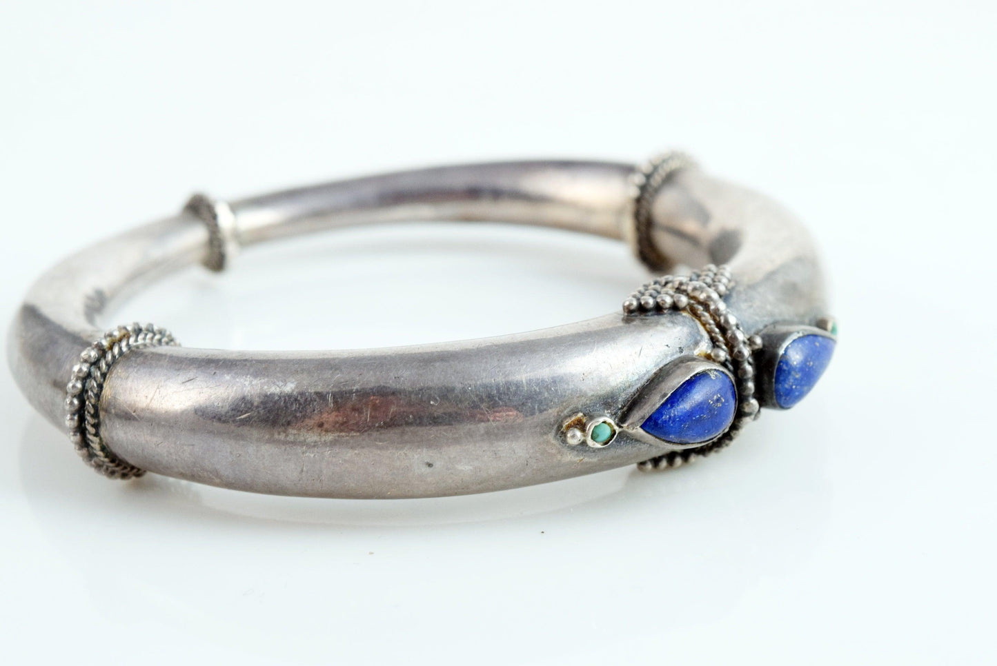 silver and lapis bangle
