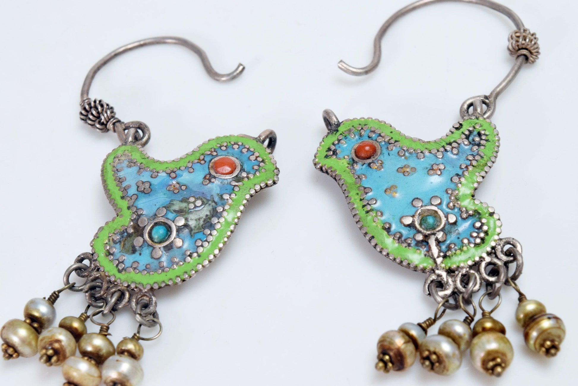 enamel bird earrings