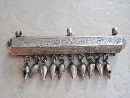 Vintage Arabic Calligraphy Silver Amulet or Scroll Tube Holder - Anteeka