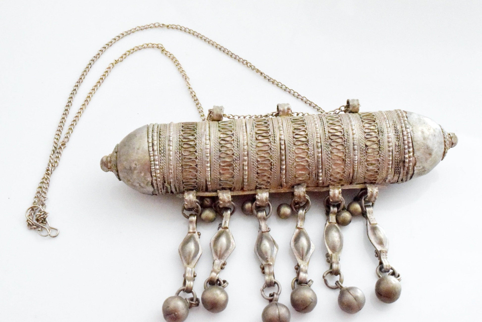Vintage Bedouin Cylindrical Amulet Box Pendant - Anteeka