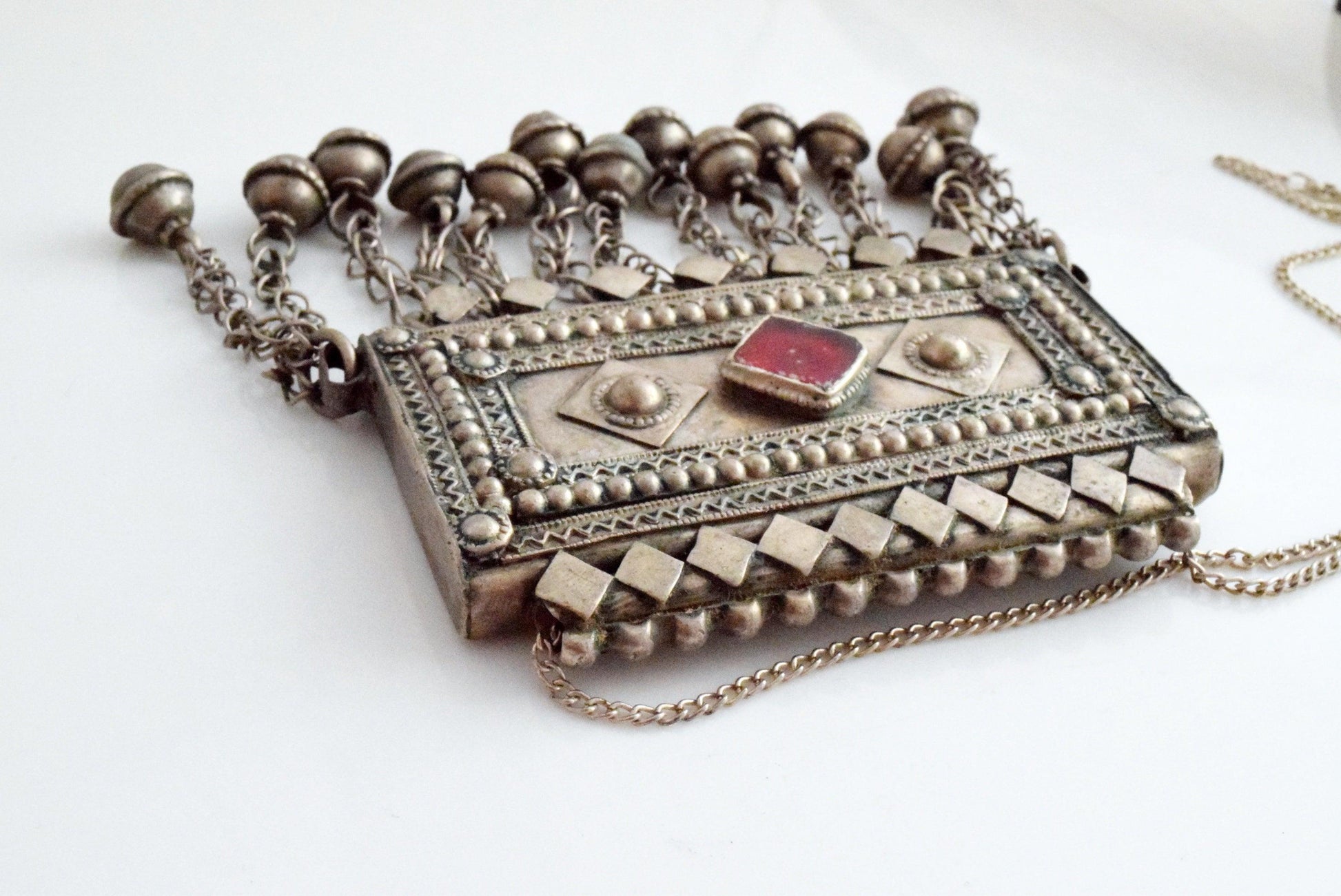 Vintage Bedouin Rectangular Amulet Holder Pendant - Anteeka