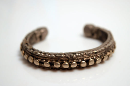Vintage Bedouin Saudi or Yemeni Cuff with Flattened Bosses - Anteeka