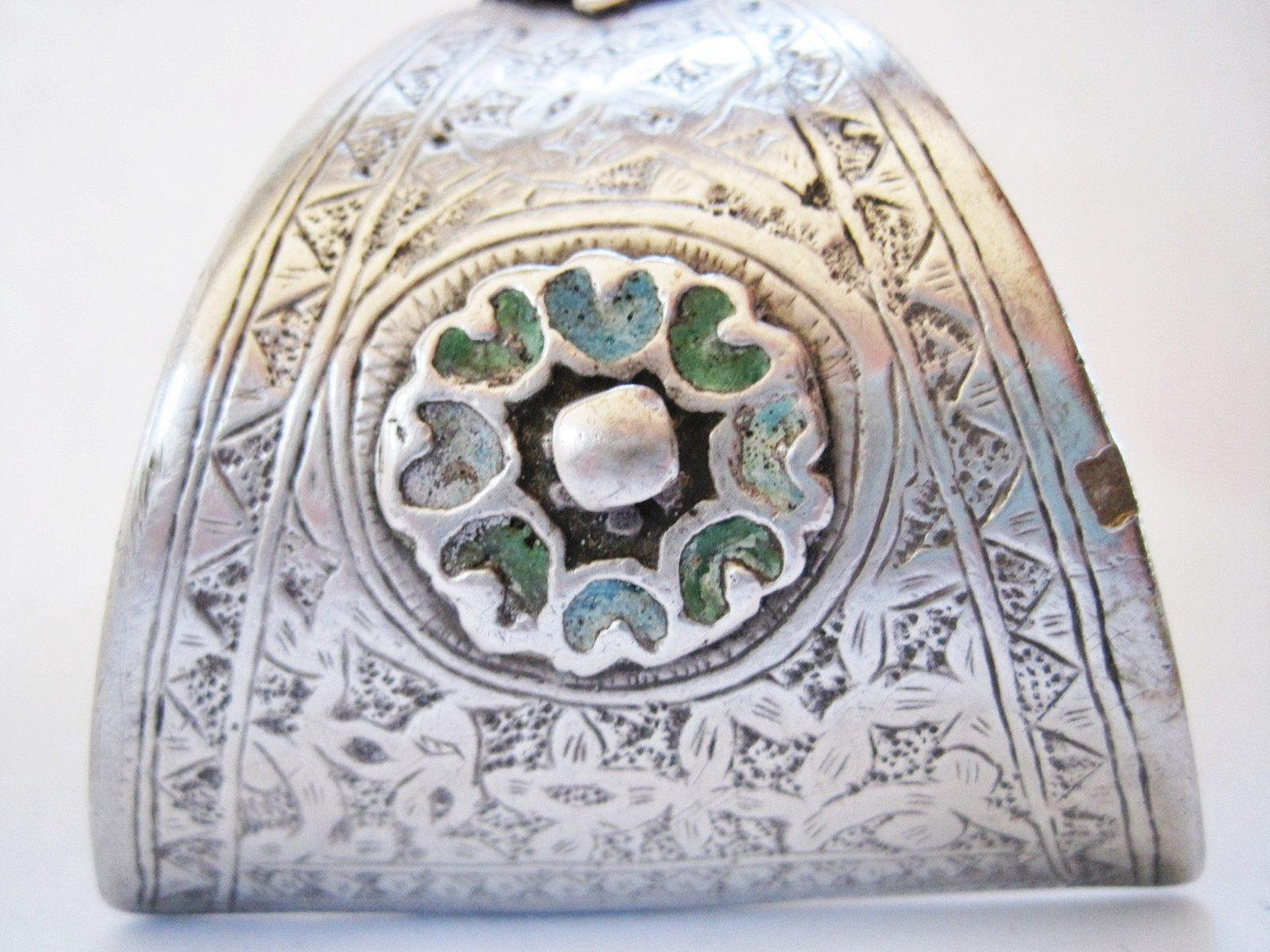 Vintage Berber Enamel and Silver Moroccan Flared Cuff - Anteeka