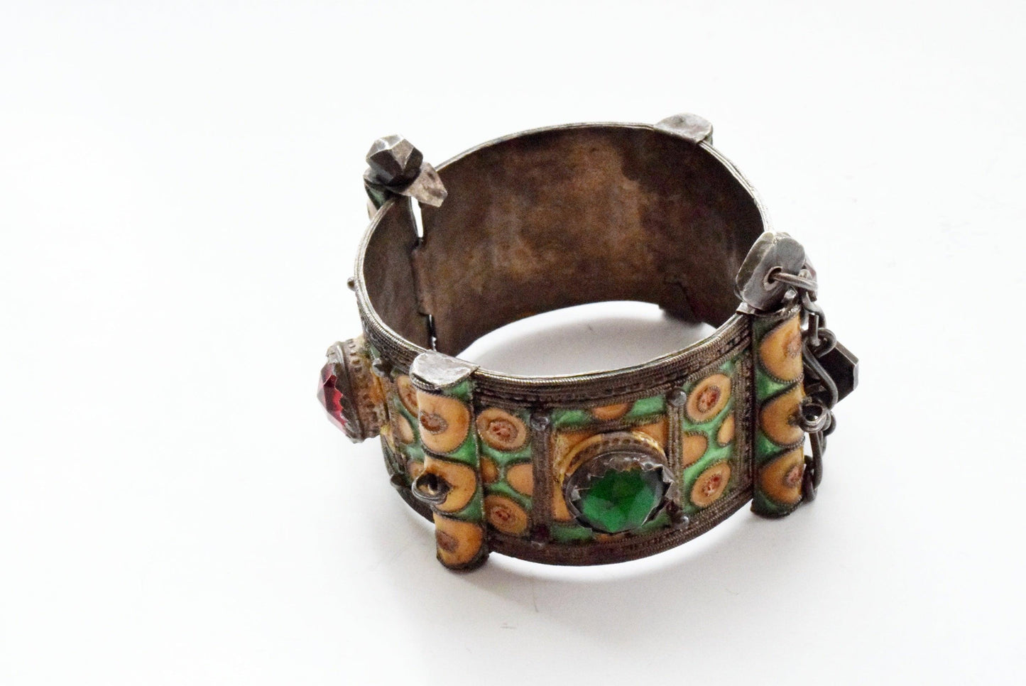 Vintage Berber Enamel Bracelet from Ida Ou Semlal, Morocco - Anteeka