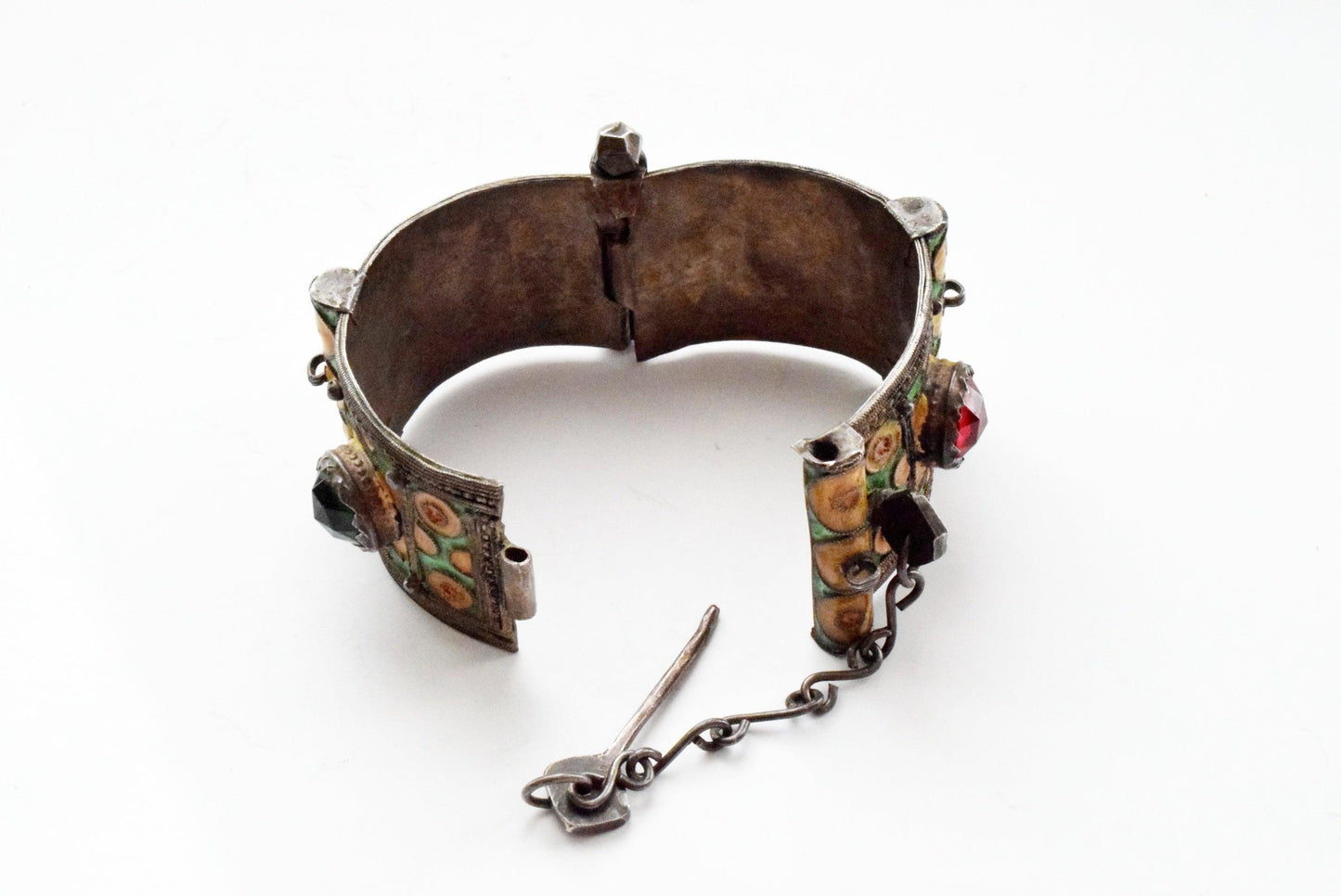 Vintage Berber Enamel Bracelet from Ida Ou Semlal, Morocco - Anteeka