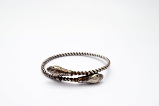 Vintage Berber Tunisian Silver Snake Bracelet - Anteeka