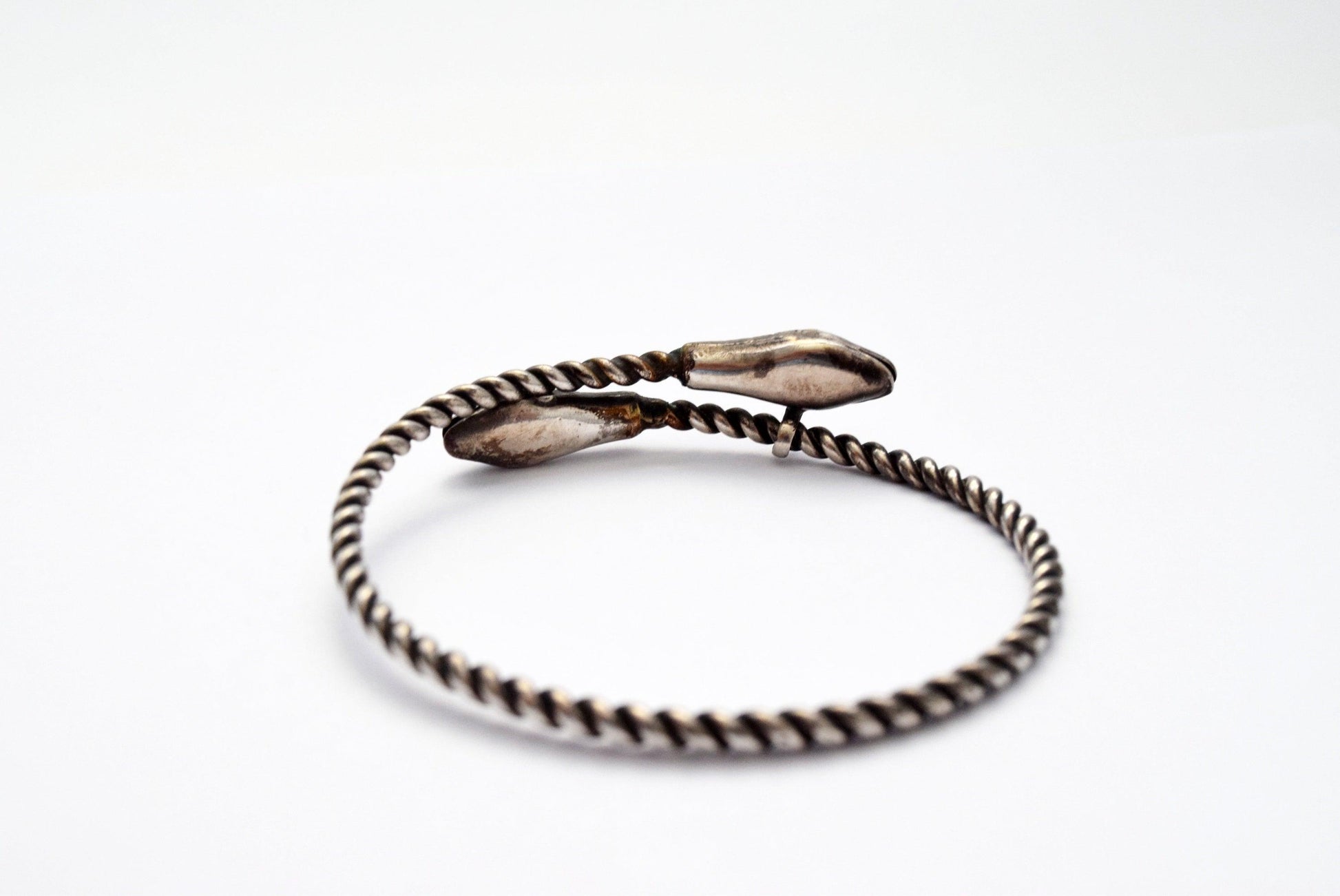 Vintage Berber Tunisian Silver Snake Bracelet - Anteeka