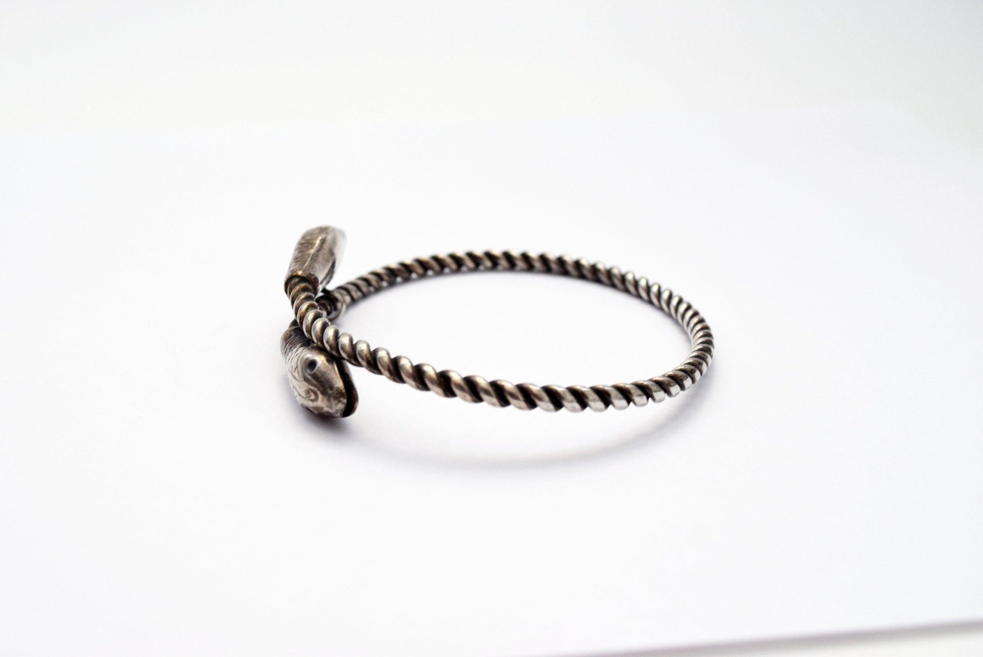 Vintage Berber Tunisian Silver Snake Bracelet - Anteeka