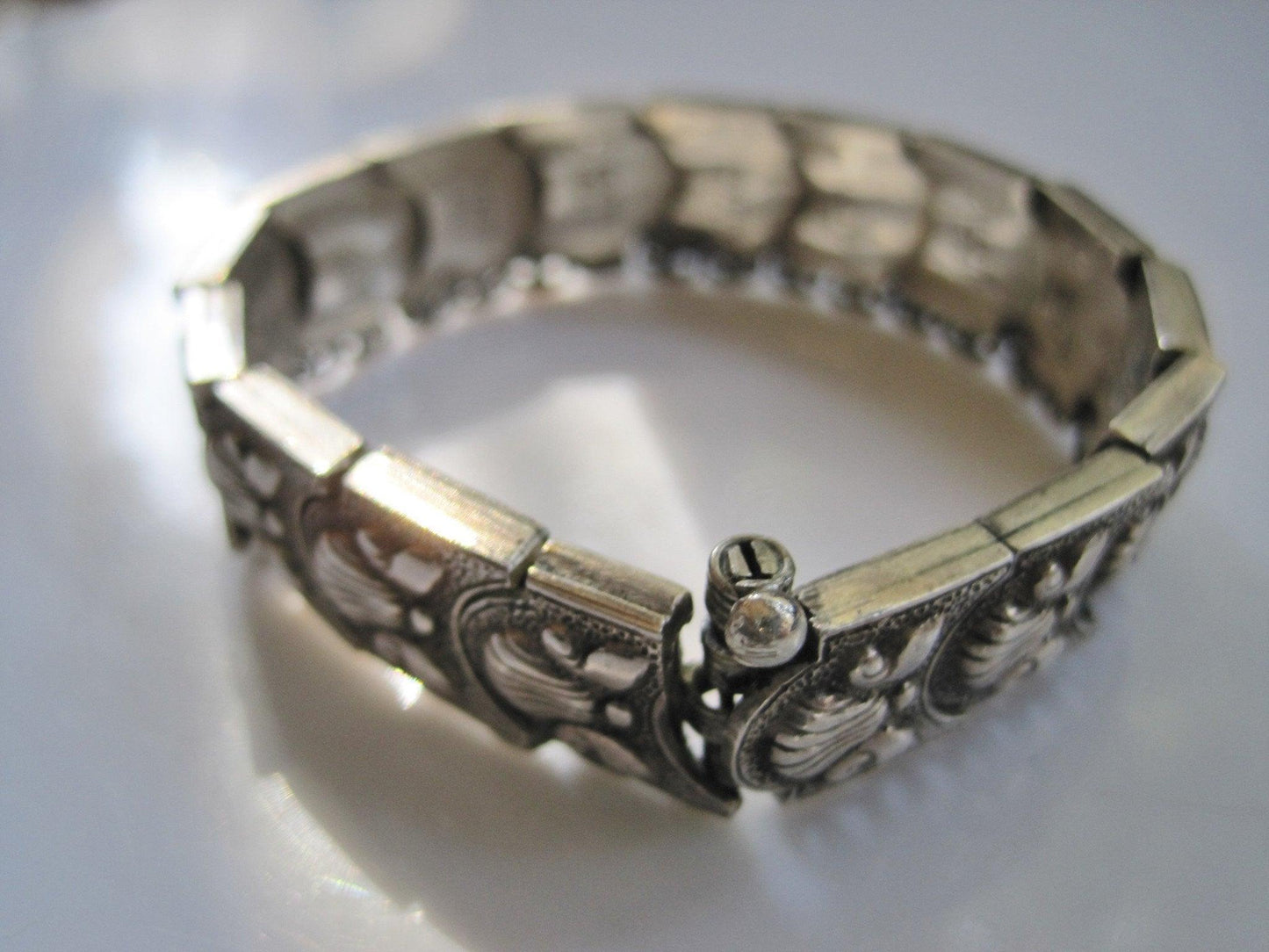 Vintage Byzantine Style Turkish Sterling Silver Bracelet by 84 NU - Anteeka