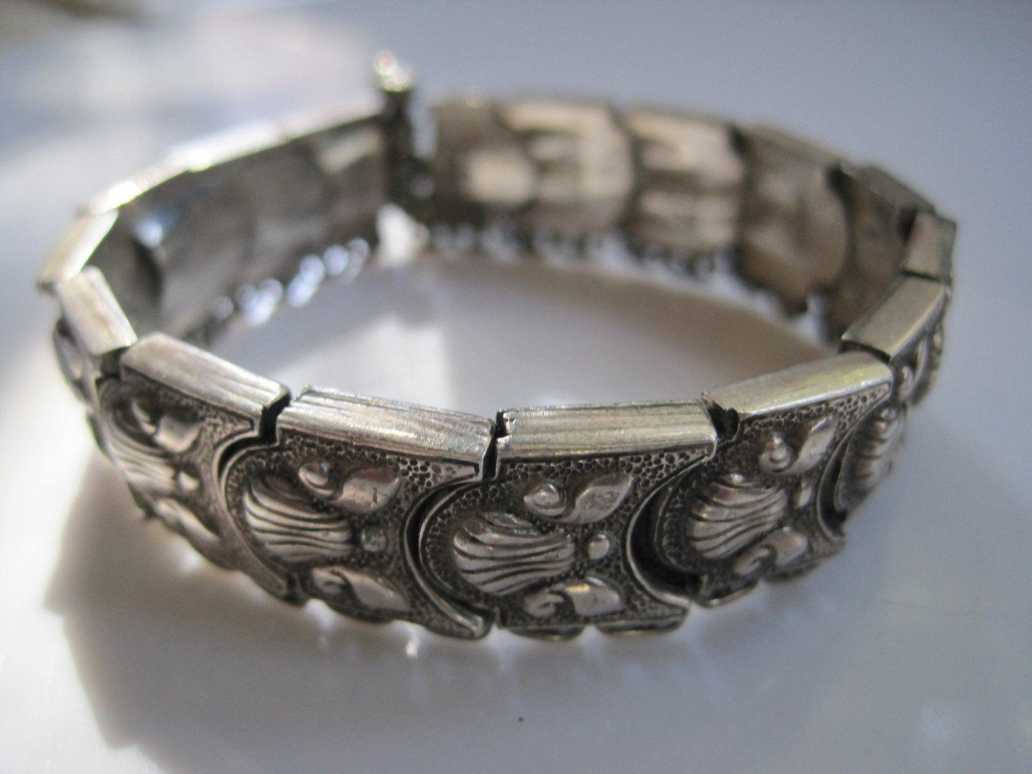 Vintage Byzantine Style Turkish Sterling Silver Bracelet by 84 NU - Anteeka