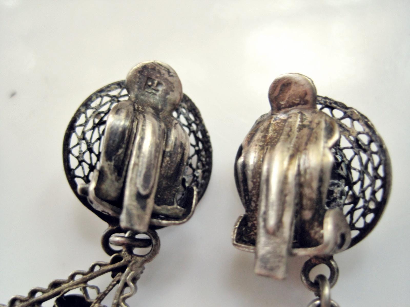 Vintage Middle Eastern Silver Filigree Screw Back Earrings