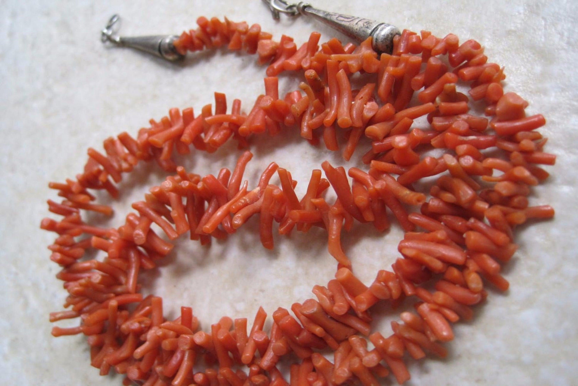HOT Antique Red Coral Necklace Red Coral Jewelry Vintage Coral