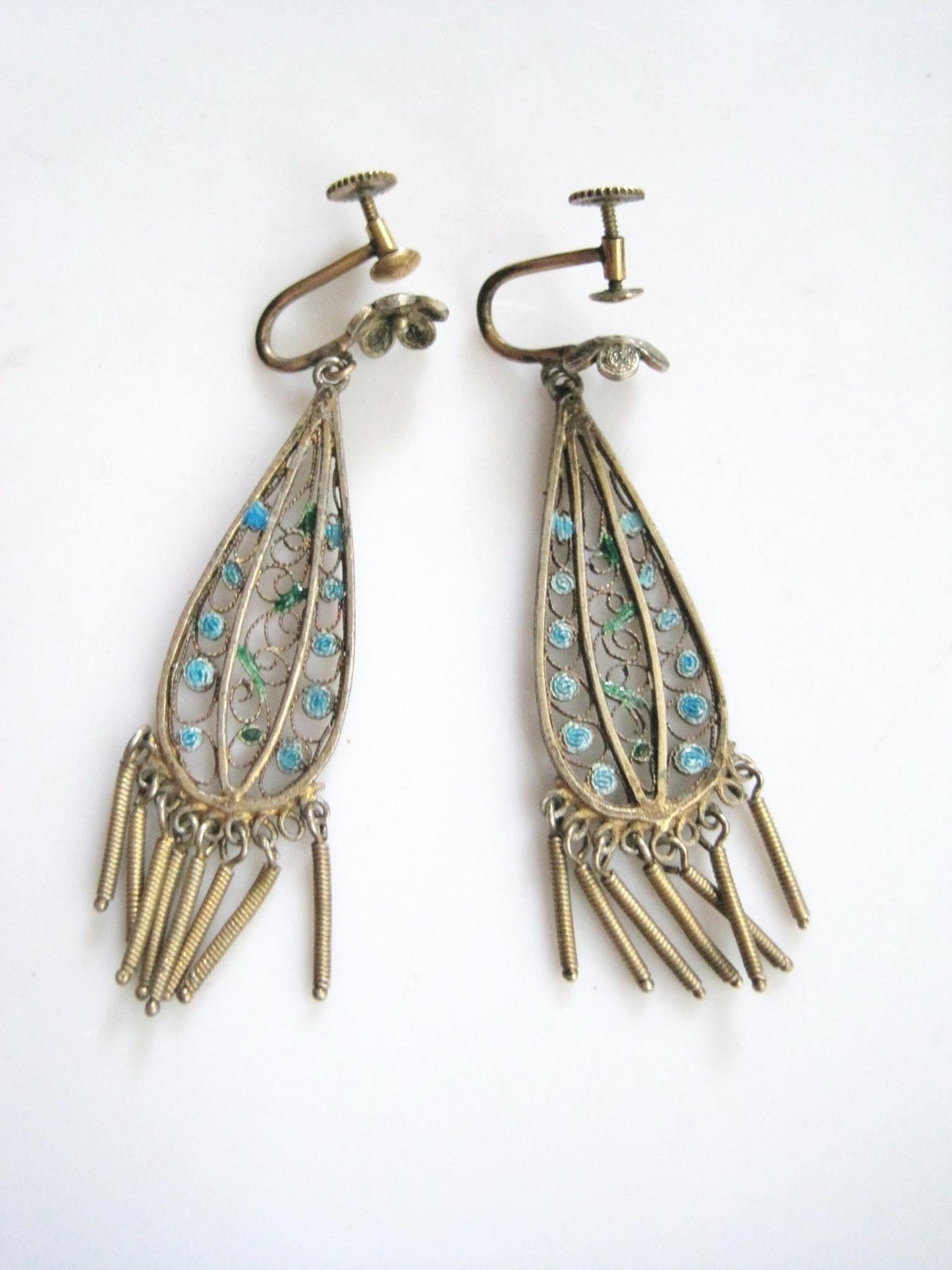 silver and enamel earrings