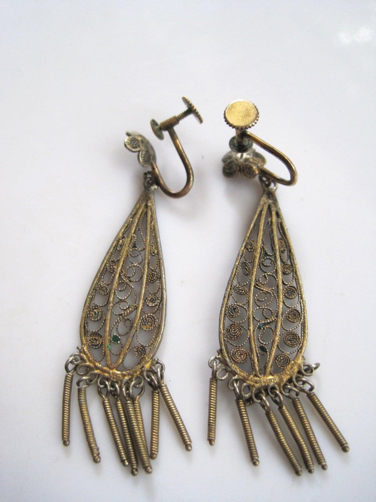 silver gold gilt earrings