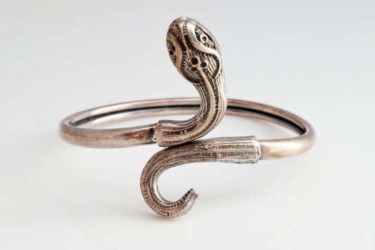 Vintage Greek Sterling Snake Bracelet - Anteeka