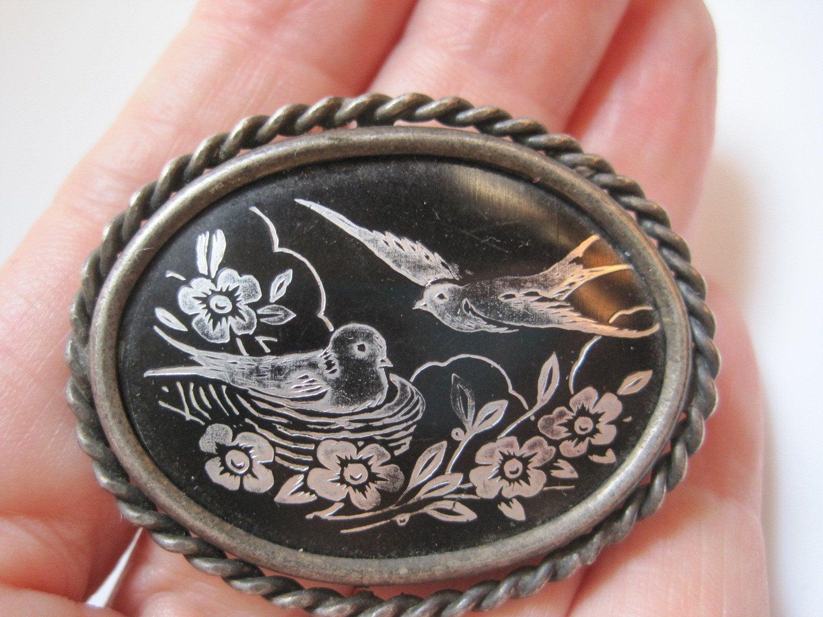 hand painted enamel brooch