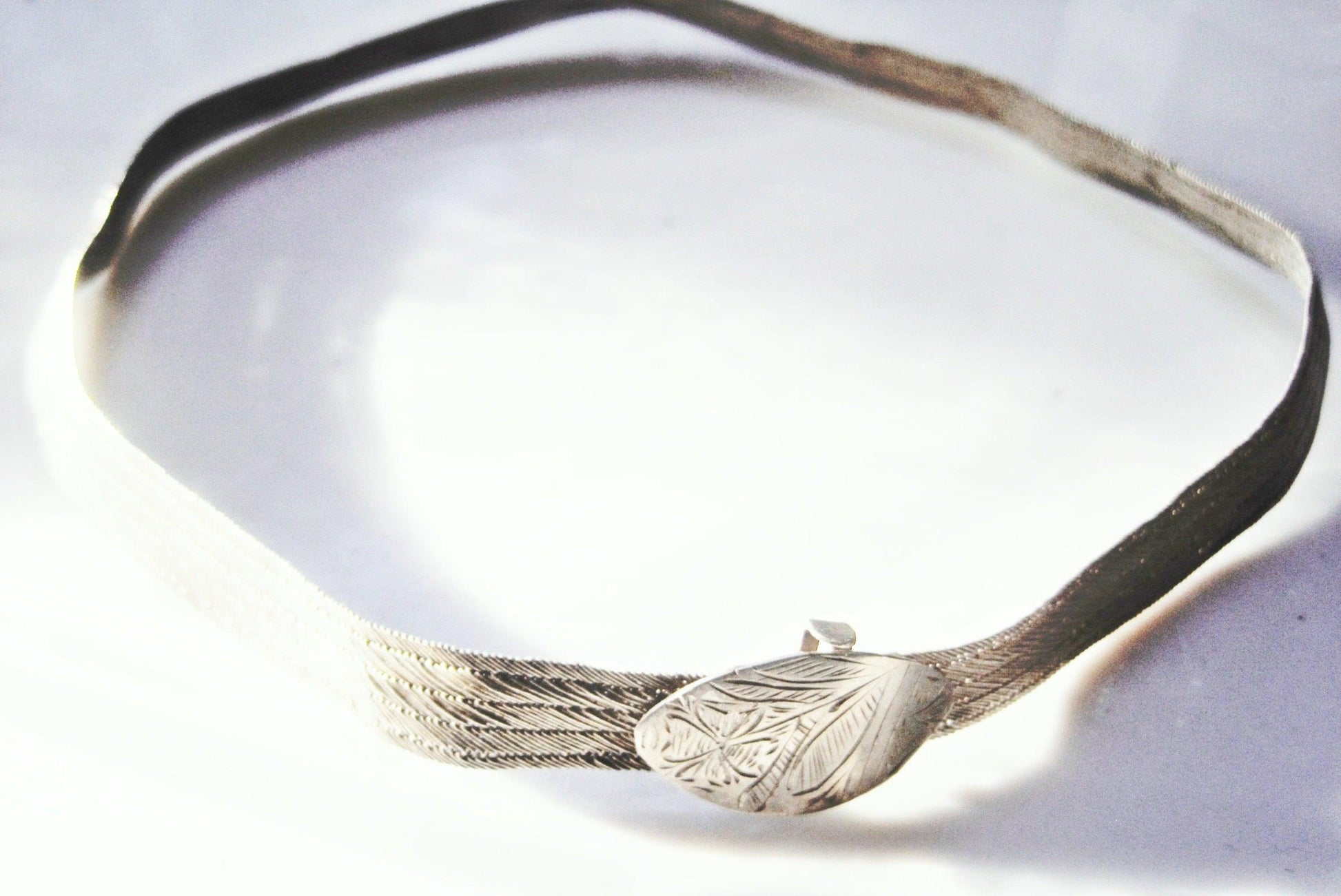 Vintage Hand Woven Silver Choker Necklace from Trabzon - Anteeka