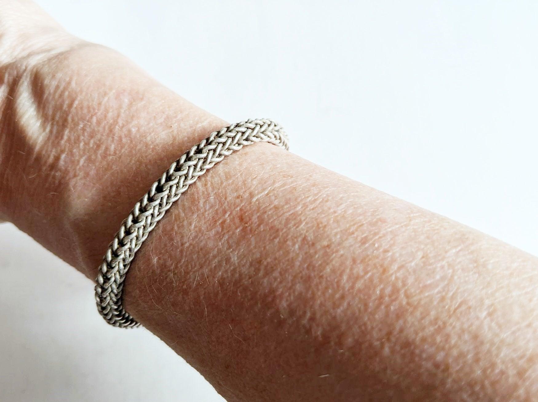 Vintage Indian Braided Silver Bracelet - Anteeka