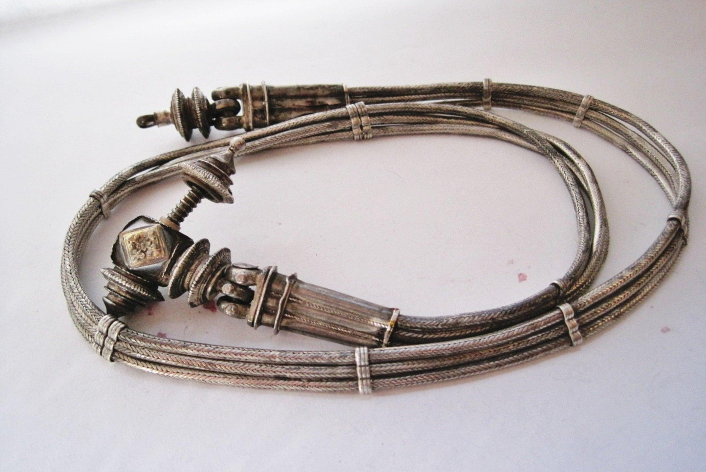 Vintage Indian Snake Chain Silver Belt - Anteeka