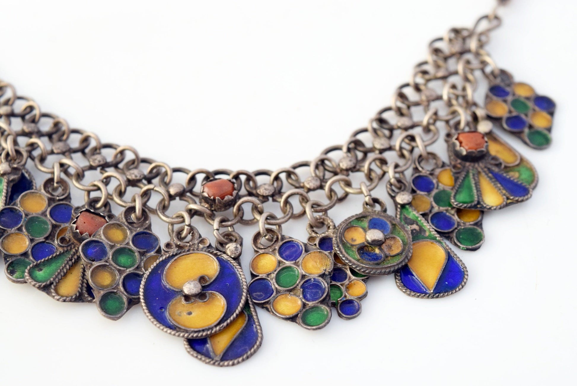silver and enamel necklace