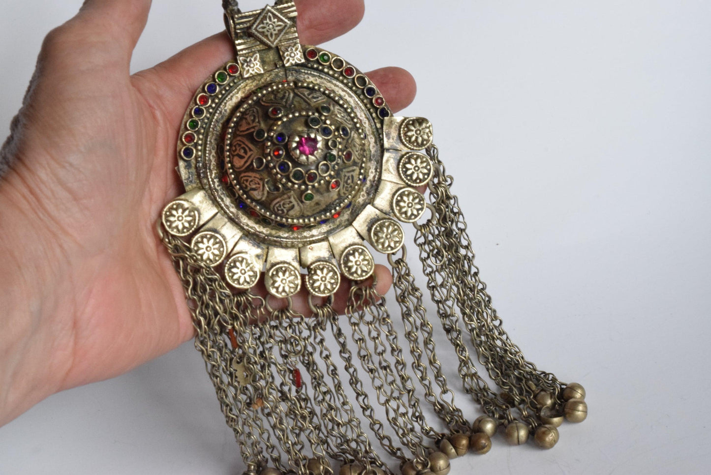 Vintage Kuchi Pendant With Colorful Glass Beads - Anteeka